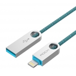 ROCK 100cm Zinc Alloy Nylon Light Cable for iPhone Phone sync usb cable  date USB Cable